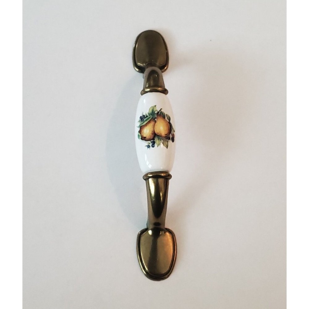 Richelieu BP3802BB365 3 inch Eclectic Pull Burnish Brass Bar Pear Ceramic 3 Pk